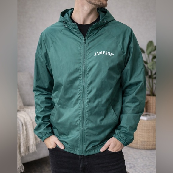 Jameson Other - 🍀 Jameson Irish Whiskey Green Windbreaker Jacket Lightweight Zip Up Hoodie